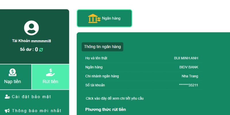 Các yêu cầu cần cho việc rút tiền Cwin qua ngân hàng