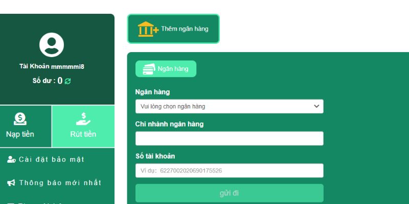 Liên kết ngân hàng bằng các thông tin cơ bản